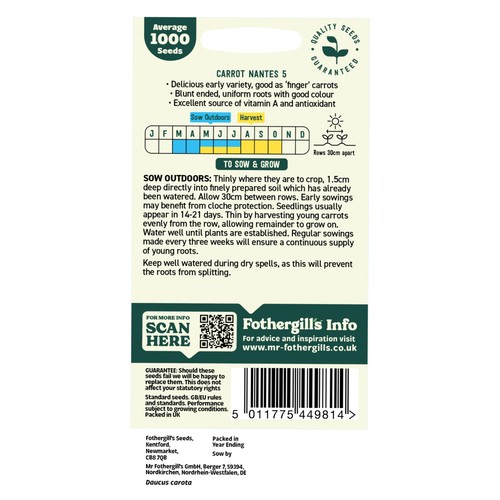 Mr Fothergills Seeds Oh Sow Simple Carrot Medium