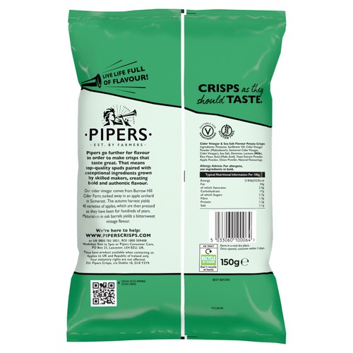 Pipers Burrow Hill Cider Vinegar & Sea Salt Sharing Bag Crisps