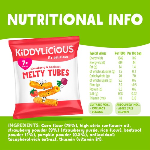 Kiddylicious Melty Tubes Strawberry & Beetroot
