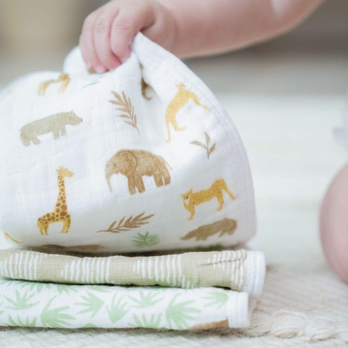 Aden+Anais essentials 3 pack cotton muslin washcloth set tanzania