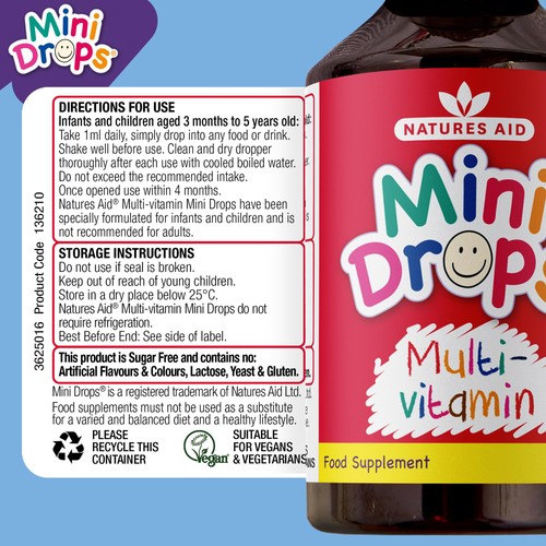 Natures Aid Mini Drops Multivitamin for Infants & Children