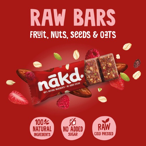 nakd. Fruit & Fibre Strawberry & Raspberry Bars