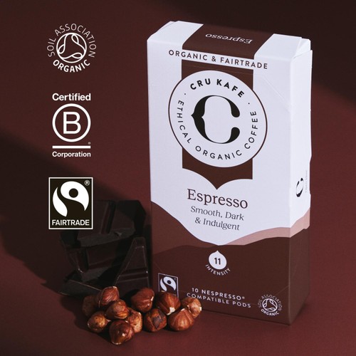 CRU Kafe Organic Fairtrade Espresso Pods 10s