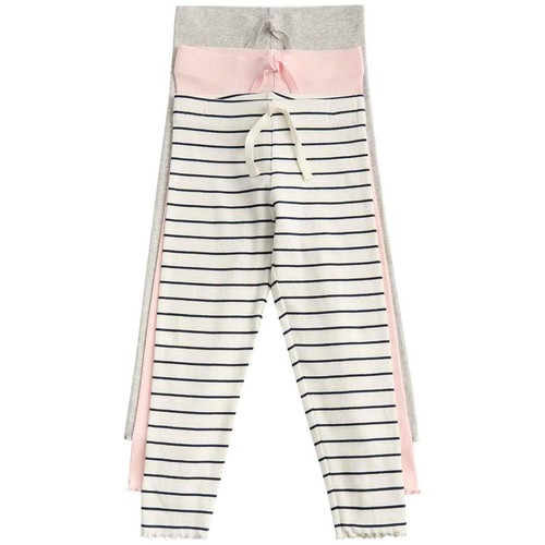 M&S Cotton Rich Striped Leggings, 2-3 Years, Pink