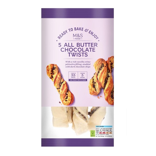 M&S 5 Ready to Bake Belgian Chocolate Twists Frozen