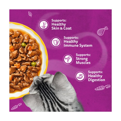 Whiskas 1+ Wet Cat Food Pouches Aromatic Poultry in Gravy
