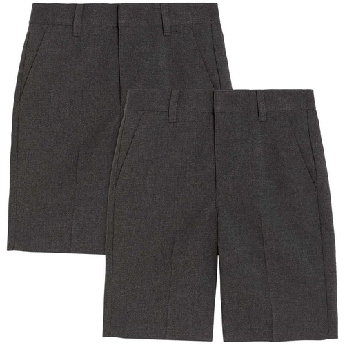 M&S Boys 2pk Regular Leg School Shorts Grey 5-6 Yrs - Ocado