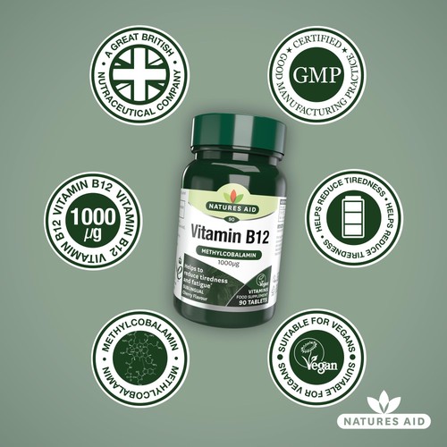 Natures Aid Vitamin B12 Supplement Tablets 1000ug 