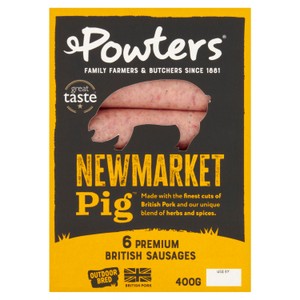 Powters British Outdoor Bred 6 Newmarket Pig Sausages