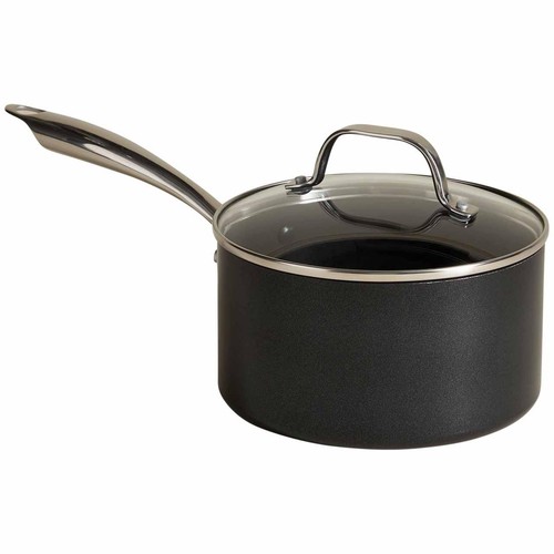 M&S 3 Piece Aluminium Non-Stick Pan Set, Black