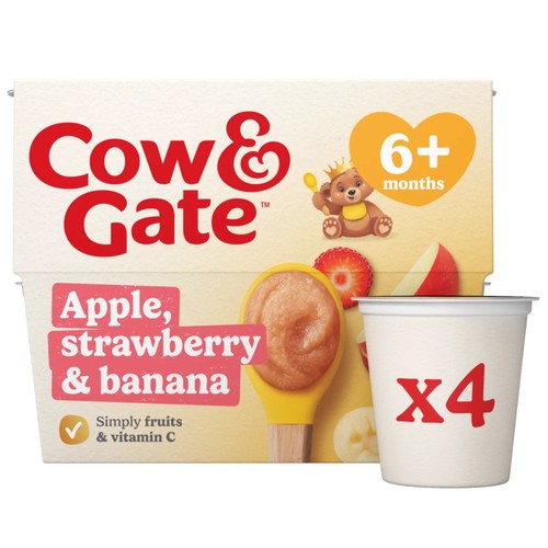 Cow & Gate Apple, Strawberry & Banana Baby Food Fruit Pots 6+ Months