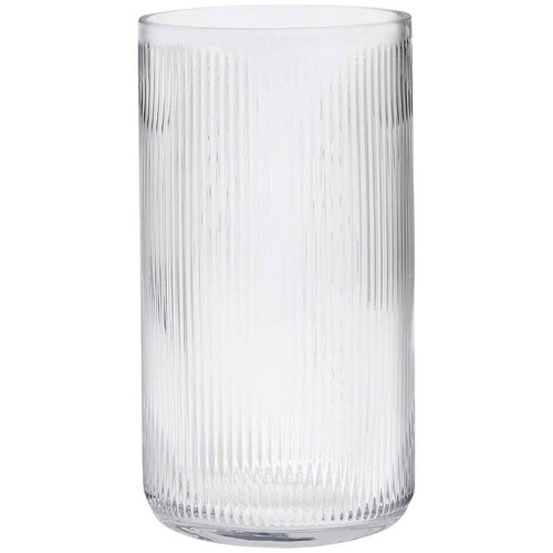 M&S Ribbed Glass Cylinder Vase, Clear