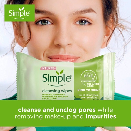 Simple Kind to Skin Biodegradable Face Wipes