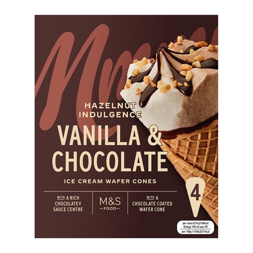 M&S 4 Chocolate & Vanilla Ice Cream Cones