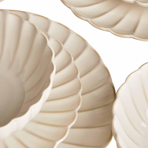 M&S Scallop 12 Piece Dinner Set, Natural