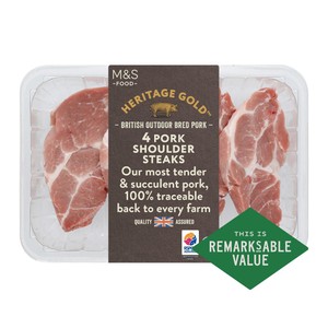 M&S Heritage Gold British Outdoor Bred 4 Pork Shoulder Steaks