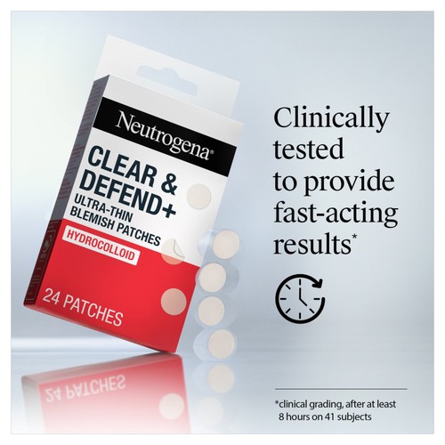 Neutrogena Clear & Defend + Ultra-Thin Blemish Patches, 24 Patches