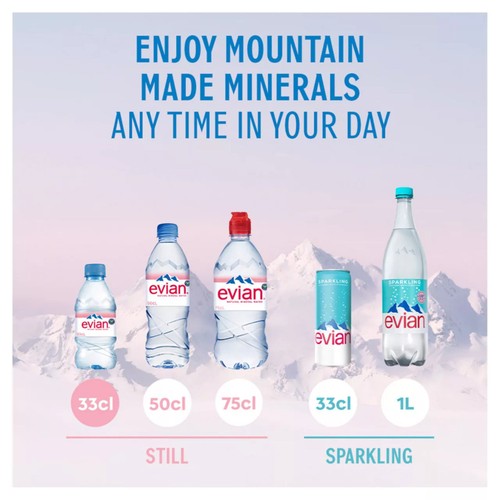 Evian Still Natural Mineral Spring Bottled Water Multipack