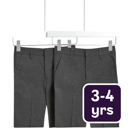 M&S Boys Regular Leg School Shorts, 3-4 Y, Grey