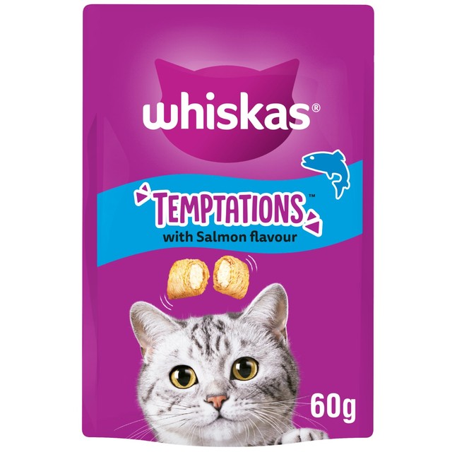 Whiskas Temptations Adult Salmon Cat Treat Biscuits 60g