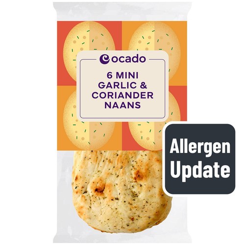 Ocado 6 Mini Garlic & Coriander Naans