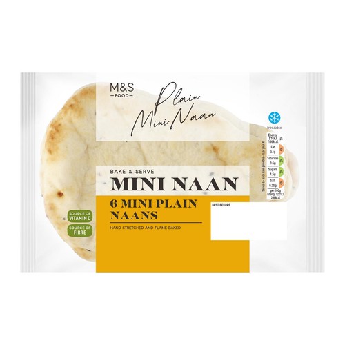 M&S 6 Mini Plain Naans