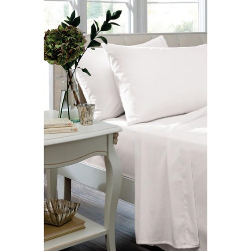 Catherine Lansfield Plain Dye Polycotton Single Fitted Sheet, White