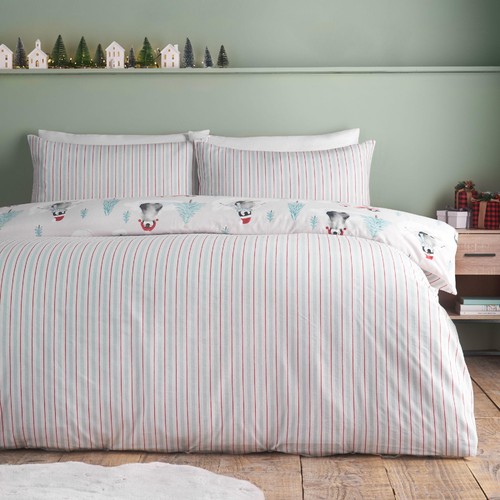 Catherine Lansfield Brushed Christmas Penguins Single Duvet Set