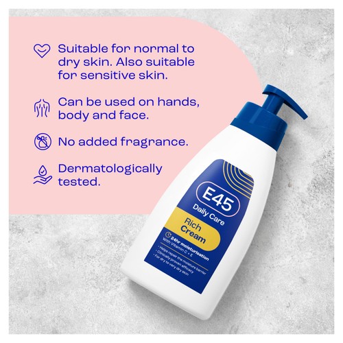 E45 Rich 24h Moisturiser Cream for Very Dry Skin