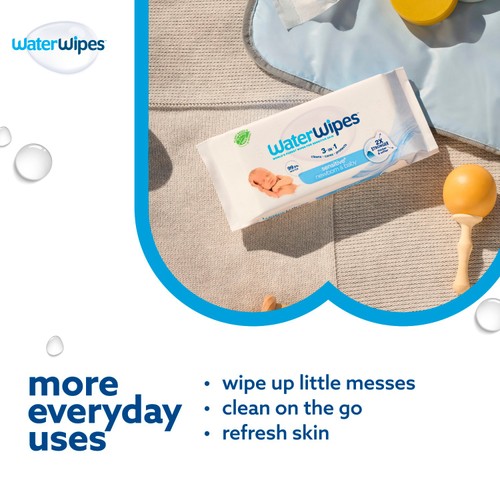 WaterWipes Baby Wipes Sensitive Newborn Plastic Free Wipes 60 Wipes