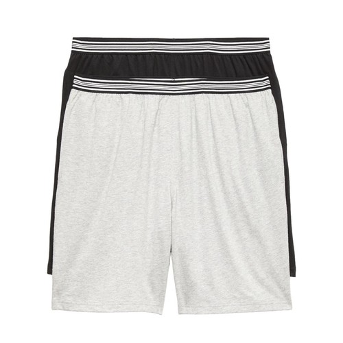 M&S Mens Pure Cotton Jersey Pyjama Shorts, L, Grey Mix