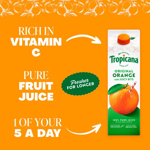 Tropicana Long Life Pure Original Orange Fruit Juice with Bits