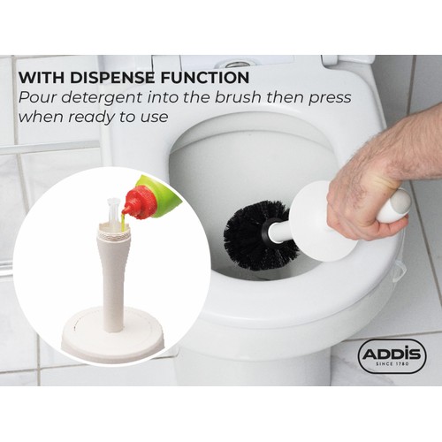 Addis Faux Hessian Plastic Round Bathroom Toilet Brush Set, White