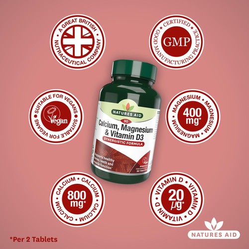 Natures Aid Calcium, Magnesium & Vitamin D3 Tablets 