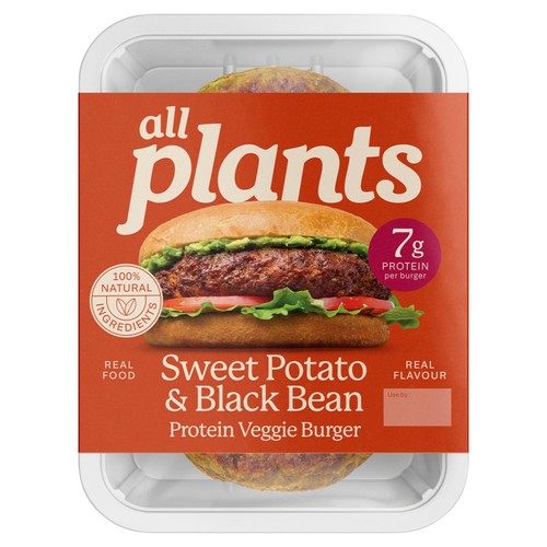 all plants Sweet Potato, Black Bean & Chipotle Protein Veggie Burger
