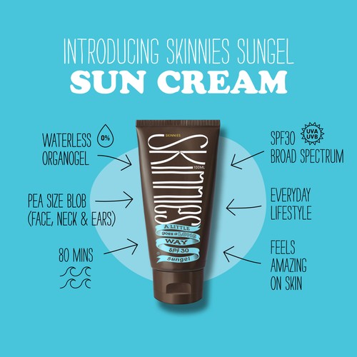 Skinnies SPF 30 Sunscreen Sungel, Vegan