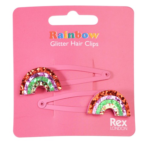 Rex London Glitter Hair Clips Rainbow