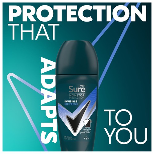 Sure Men 72hr Nonstop Antiperspirant Deodorant Roll On Invisible Ice