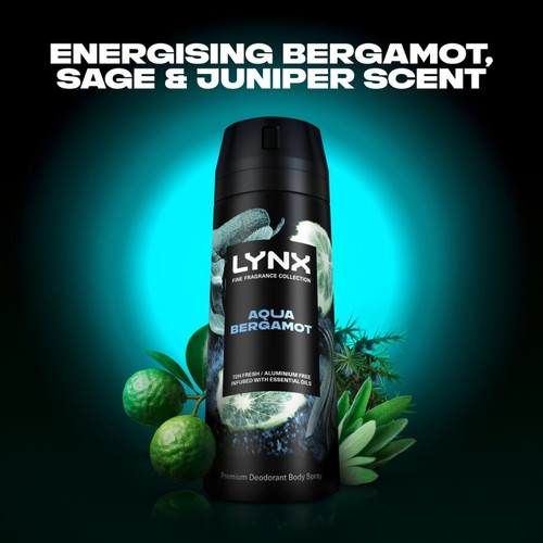 Lynx Fine Fragrance Collection Premium Deodorant Bodyspray Aqua Bergamot