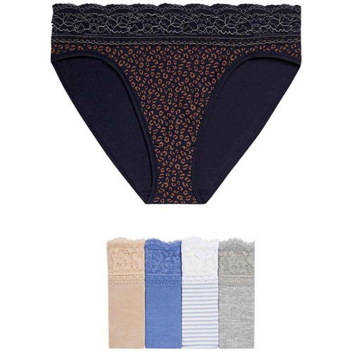 M&S Womens Cotton Printed Bikini Knickers, Size 14, Multi
