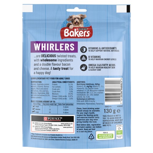 Bakers Whirlers Bacon & Cheese Dog Treats