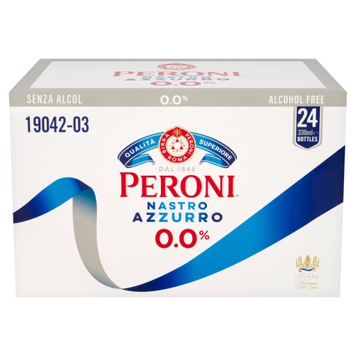 Peroni Nastro Azzurro 0% Alcohol-Free Beer Lager Bottles