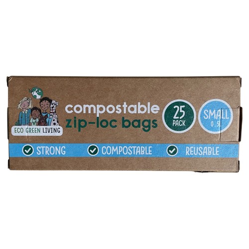Eco Green Living Certified Compostable Small 0.5L Resealable Ziplock Bags