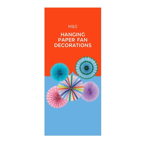 M&S Rainbow Hanging Paper Fan Decoration