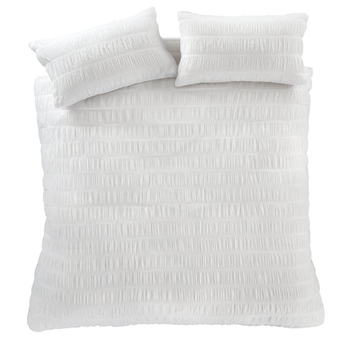 Catherine Lansfield Seersucker King Duvet Set White