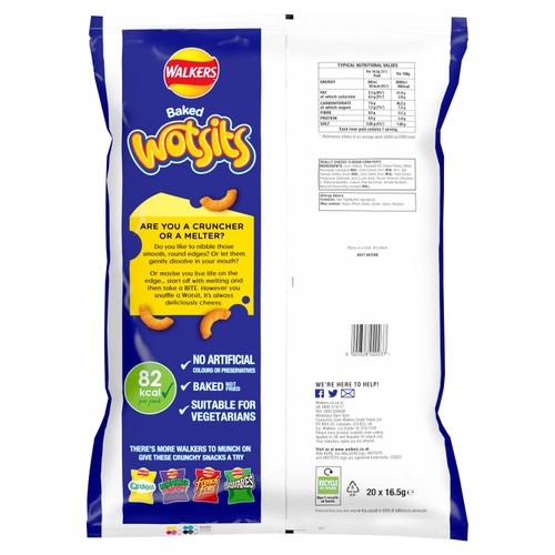Walkers Wotsits Really Cheesy Multipack Snacks Crisps 20 x 16.5g