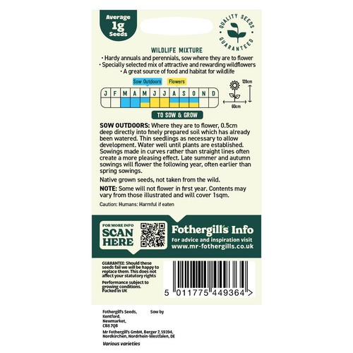 Mr Fothergills Seeds - Oh Sow Simple Wildflower Wildlife Mix