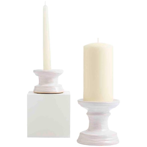 M&S Ceramic Pillar Candle Holder, White