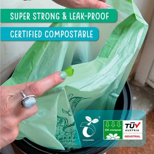 Eco Green Living Certified Compostable 40L Heavy Duty Drawstring Bin Bags