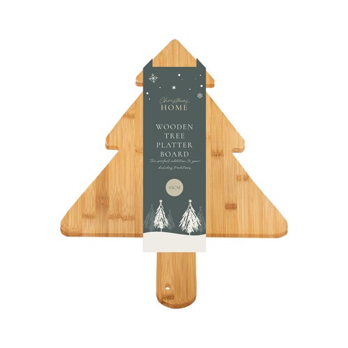 Christmas at Home Wooden Tree Platter Board 
